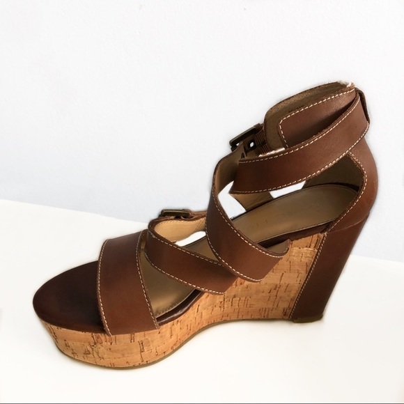 Marco Fisher brown strappy platform wedges - Picture 1 of 8